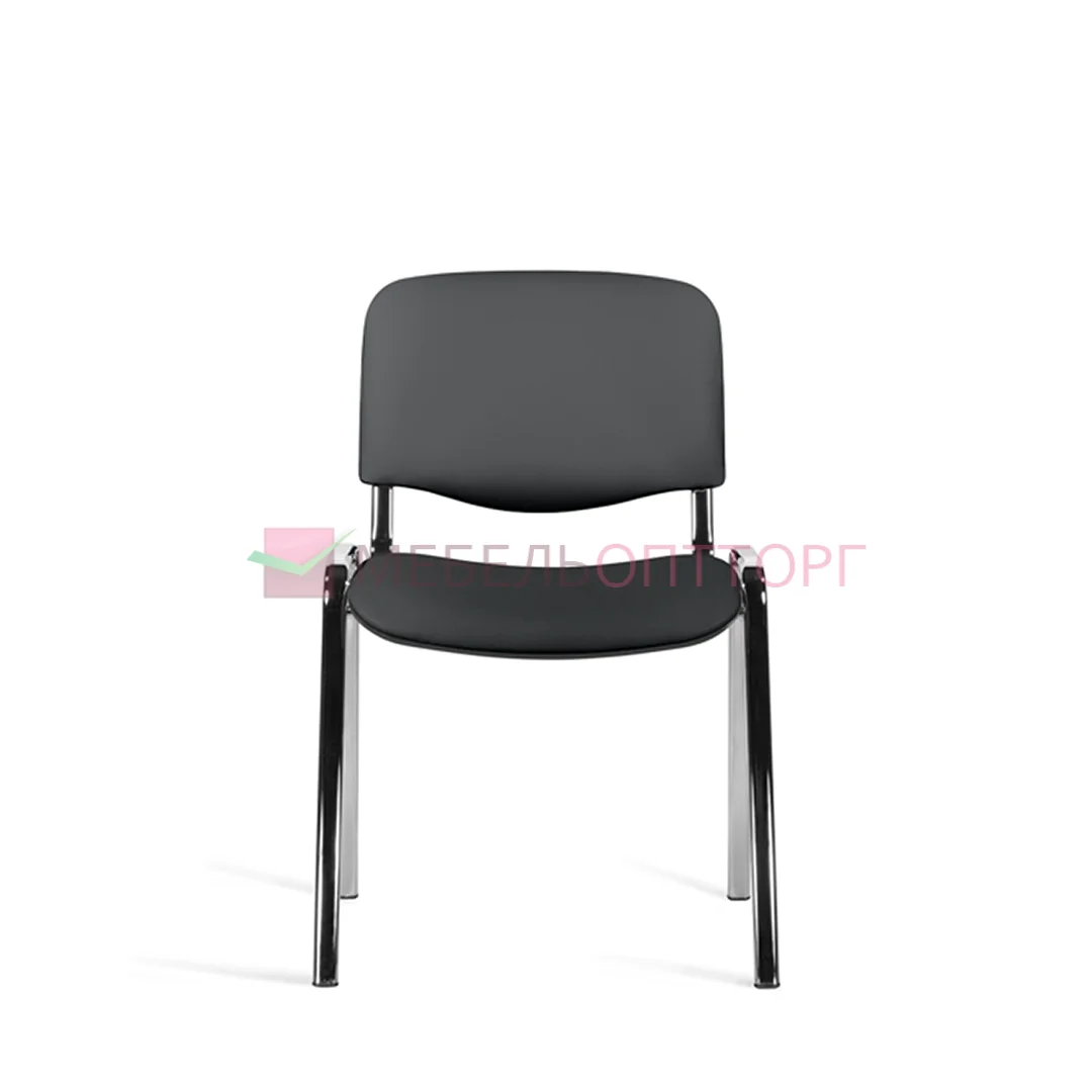 стул для посетителя изо хром каркас обивка кожзам черный